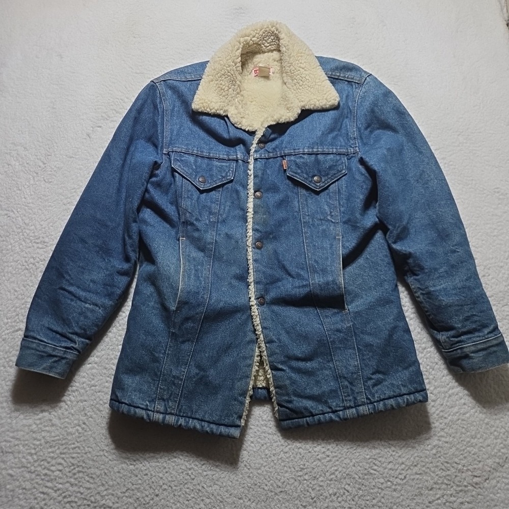 Vintage 1980s Levis Orange Tab Trucker Jacket Made In USA Denim Sherpa Size 38